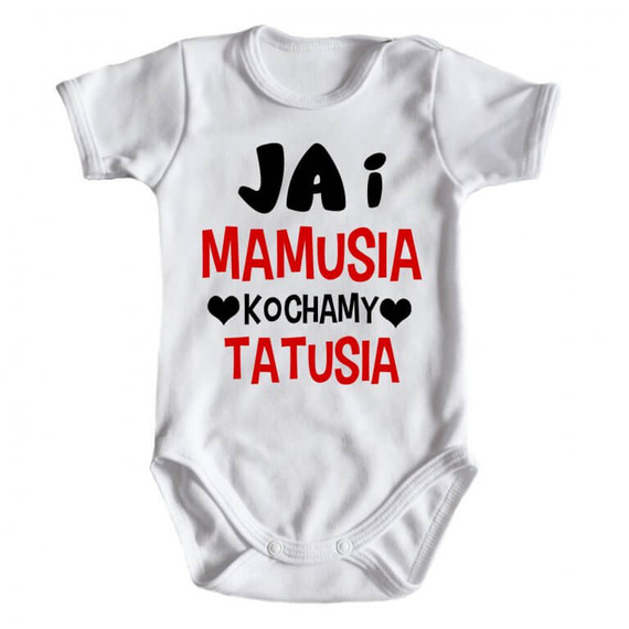 "JA i mamusia kochamy tatusia" Moocha body krótki rękaw czarny