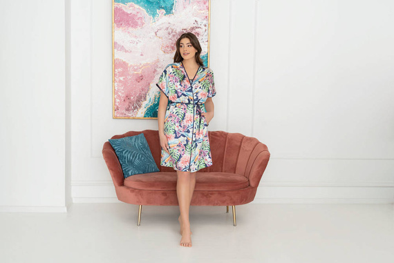 Polinezja Szlafrok Damski Italian Fashion - druk kwiaty