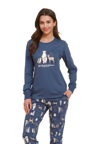 4340 "Animals" Piżama Damska Doctor Nap - deep blue