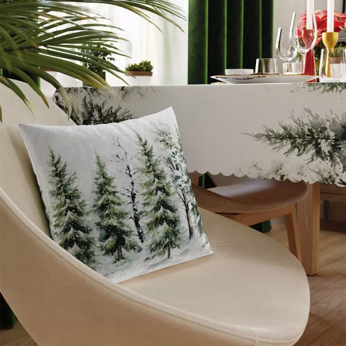 Las Zimą Poszewka świąteczna zielona velvet Markizeta– dekoracyjna, elegancka, polska produkcja