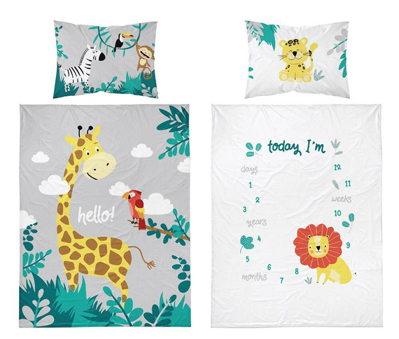3945 B Mayamoo 105 Pościel bawełniana do łóżeczka żyrafy Detexpol szary