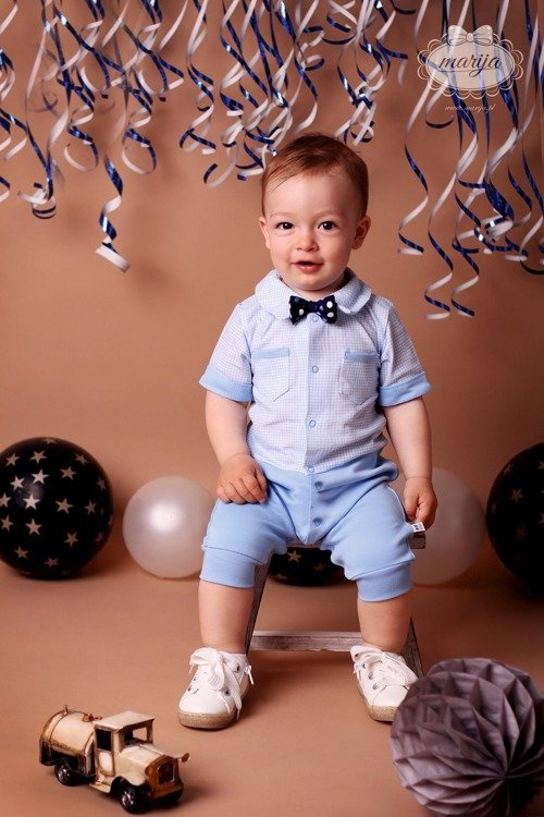 0423B Little Gentleman Rampers niemowlęcy Marija - błękit