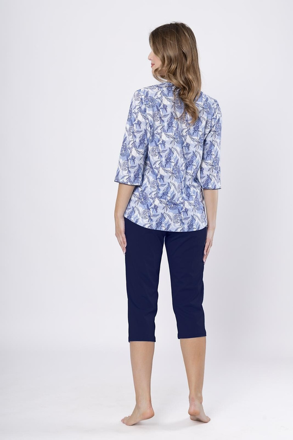 Piżama damska Ewlin 1661 Leveza jeans– bawełna, rękaw 3/4