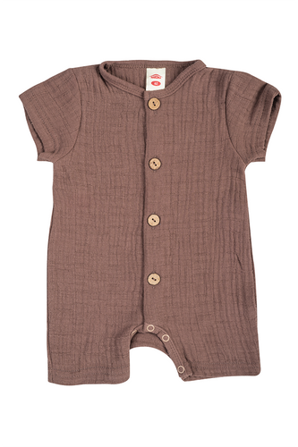 02252RC "Bamboo Muslin Choco" Rampers niemowlęcy Makoma 