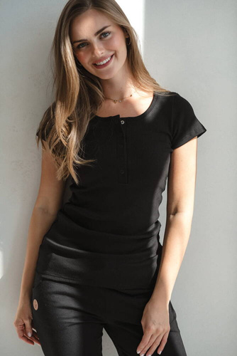 Tummy Bluzka ciążowa i do karmienia z krótkim rękawem Milk&Love czarny