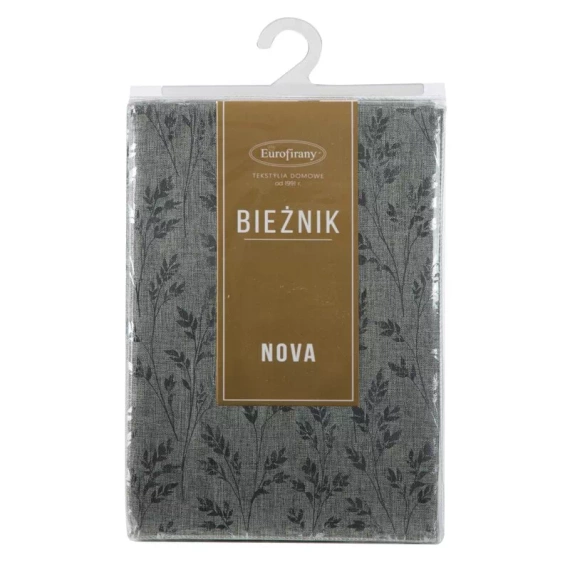 Simona obrus liście z błyszczącym nadrukiem Eurofirany srebrny