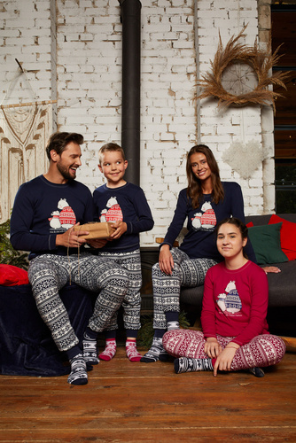 Piżama chłopięca długi rękaw, spodnie Italian Fashion Arktyka - granat