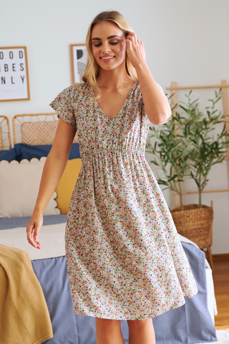 TW.5136 Koszula Nocna Doctor Nap - green flowers