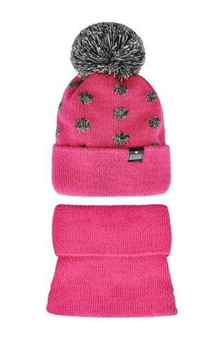 48-364 Komplet czapka+golf AJS amarantowy