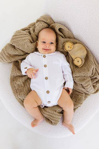 03235KM "Just Muslin Milk" Koszulobody długi rękaw muślinowe Makoma