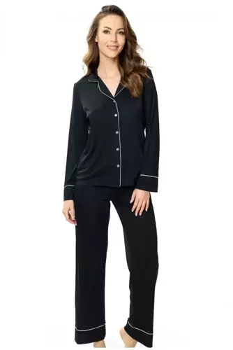 86562 Elitte Piżama damska rozpinana Mewa czarny