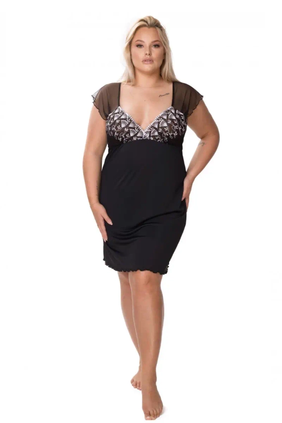 86593 Willow koszula nocna damska Mewa czarny