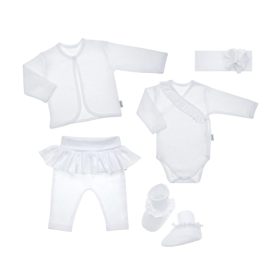 Komplet chrzcielny 5-częściowy nadruk 169061 Nicol - biały