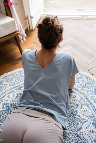 Two Ways Milk&Love bluzka ciążowa i do karmienia z krótkim rękawem błękitny