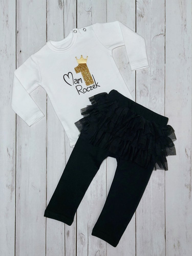 "1 Roczek" Bambarillo Body z długim rękawem- różowe