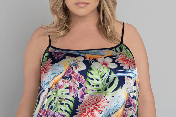 Polinezja Piżama Damska wąskie ramiączko, spodenki Italian Fashion - druk kwiaty