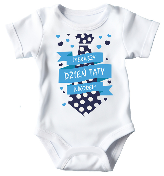 "Mój PIERWSZY Dzień Taty z imieniem dla chłopca" Moocha Body krótki rękaw biały