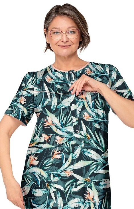 203 Bogna I Koszula nocna damska Martel 29 zielony ciemny	– bawełna, krótki rękaw, rozpinana