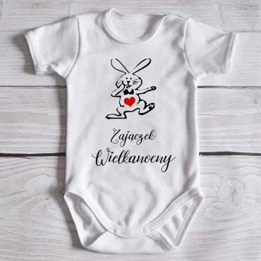Body krótki rękaw "Zajączek Wielkanocny" Moocha białe