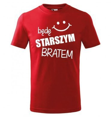 "Będę STARSZYM bratem v2" Moocha Koszulka dziecięca czerwony