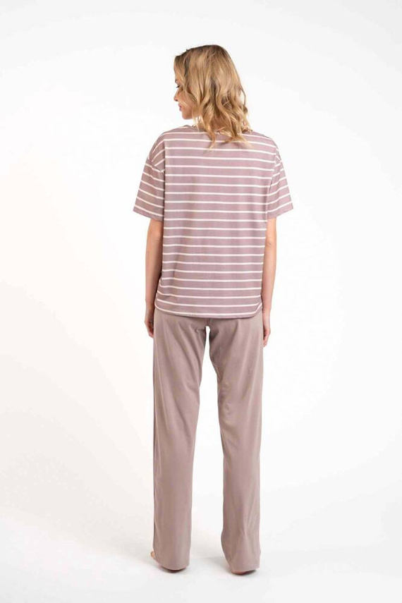 Betty Piżama Damska krótki rękaw, długie spodnie Italian Fashion - cappuccino/druk cappuccino