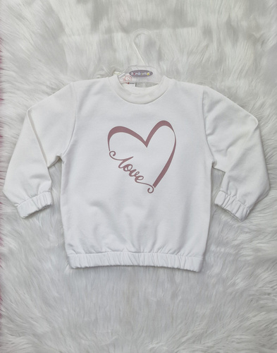 Love Heart Bluza dziecięca Bambarillo ecru – dzianina dresowa, bawełna z elastanem