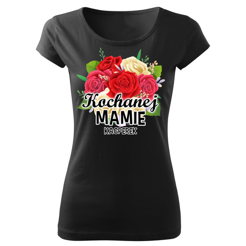 "Kochanej mamie + imię" koszulka damska Dzień Mamy Moocha czarny
