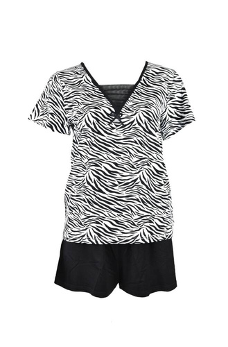 747 Savannah Piżama damska De Lafense - biały-czarny	