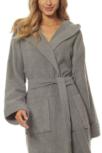 2102 Długi Szlafrok Damski Frotte L&L - navy