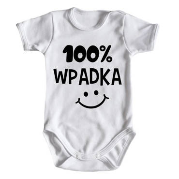 "100% WPADKA" Moocha body krótki rękaw biały