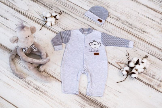 Pajac bawełniany bez stopek "Monkey" Terjan