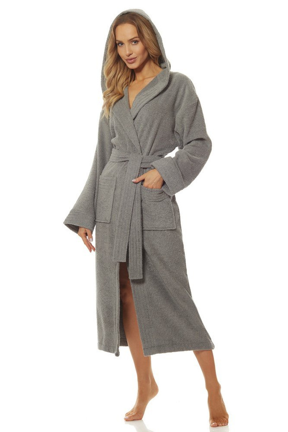 2102 Długi Szlafrok Damski Frotte L&L - navy