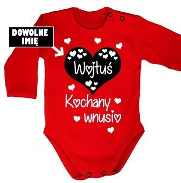 "KOCHANY WNUSIO z imieniem" Moocha body długi rękaw czerwony