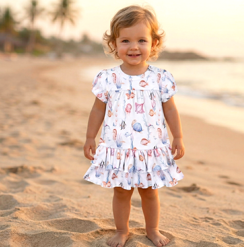 ABN-5486 Underwater World Sukienka niemowlęca Nini – bawełna organiczna, lekka i miękka