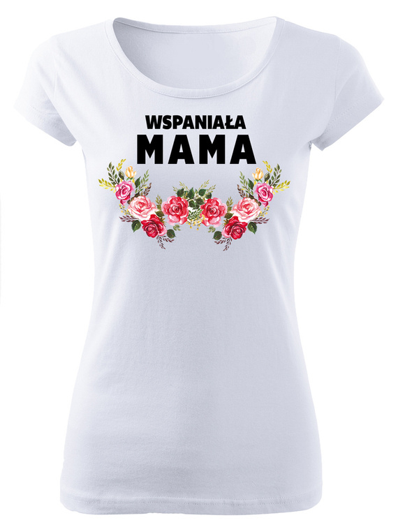"Wspaniała mama" koszulka damska Dzień Mamy Moocha biały 