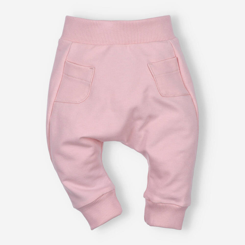 ABN-4517/PUR Spodnie dresowe kieszonka z bawełny organicznej Nini pudrowy róż