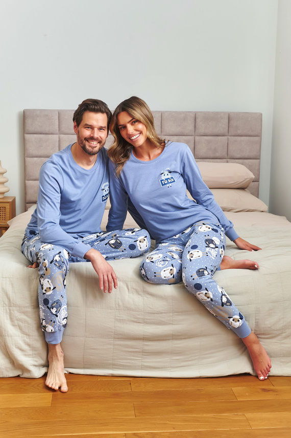 7346 Piżama damska Doctor Nap – 100% bawełna, niebieska w owce - sheep