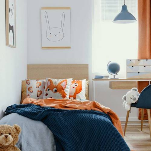 Poszewka dziecięca Design91 Kids 9A biały/pomarańczowy