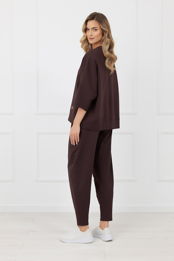 Spodnie dresowe Kaori Italian Fashion bawełna-brązowe