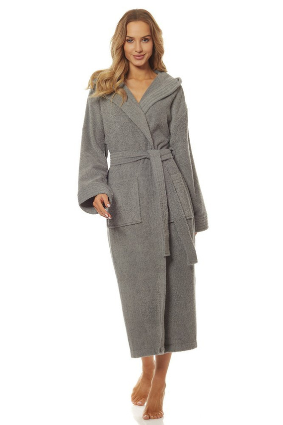 2102 Długi Szlafrok Damski Frotte L&L - navy