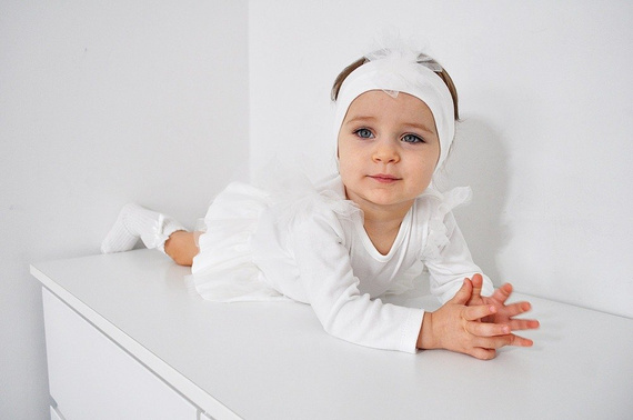 551219107 Sukienko-body długi rękaw "Prima balerina" Oscar Kids - ecru