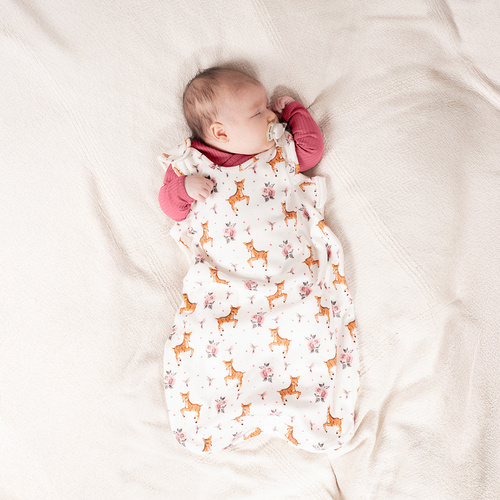 216043 Lala Śpiworek do spania dla niemowląt Nicol – 100% bawełna, wzór sarenki i ptaszki