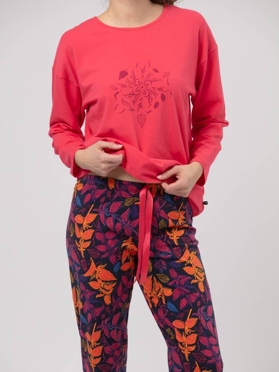 LNS 928 Piżama Damska bawełniana Key malinowy