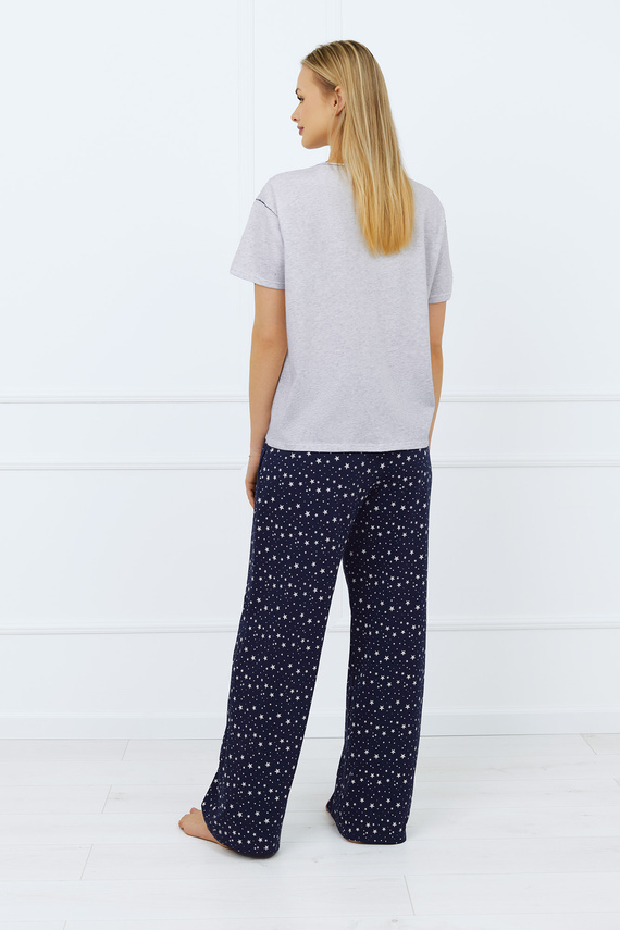 Arugia Piżama Damska krótki rękaw, długie spodnie Italian Fashion - melanż/druk