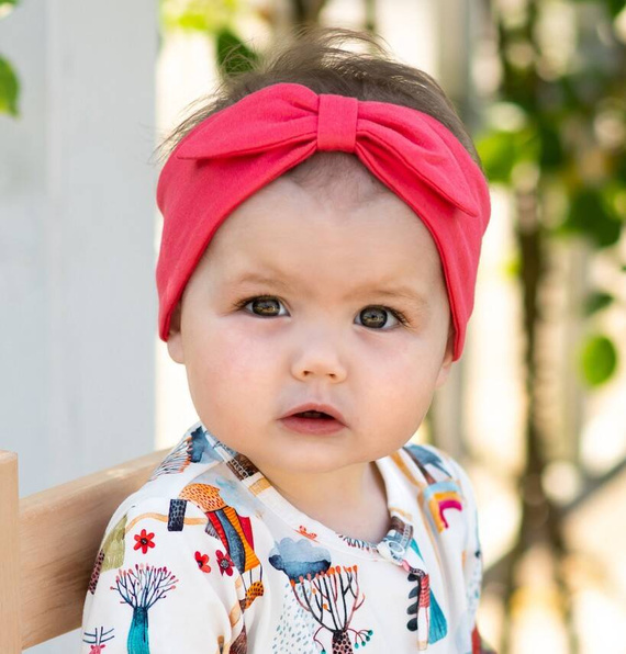 ABN-4057/KOR Kolorowy Las opaska dla dziewczynki z bawełny organicznej Nini malinowy