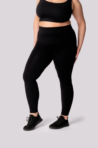Ribbed legginsy damskie prążek Mona czarny