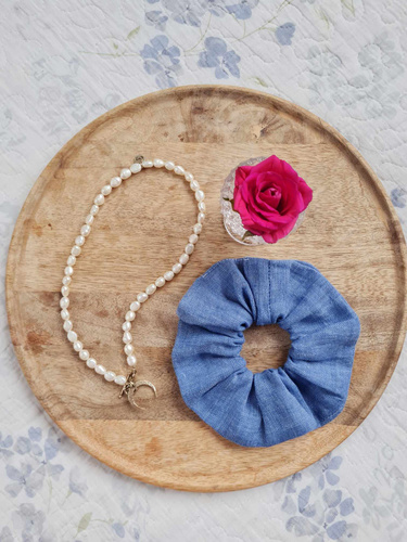 GL Scrunchie lniana gumka do włosów Marija - niebieski