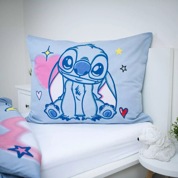 Pościel Bawełniana 140x200 Lilo and Stitch Niebieska 70x90 Jerry Fabrics
