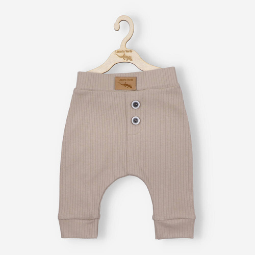 KAR-0001/KAW Spodnie z dzianiny prążkowej Lagarto Verde - beżowy