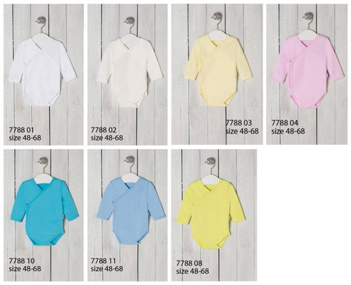 080 (010 01) Body rozpinane z długim rękawem "Basic" Nicol - biały